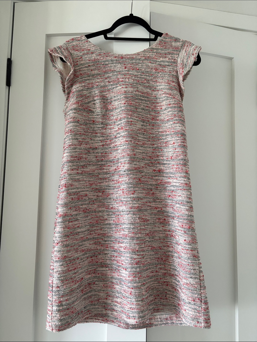 LOFT Textured Knit Shift Dress in Cream & Pink (6)
